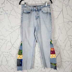 Royalty Upcycled Patchwork Light Wash High Rise Flare Jeans